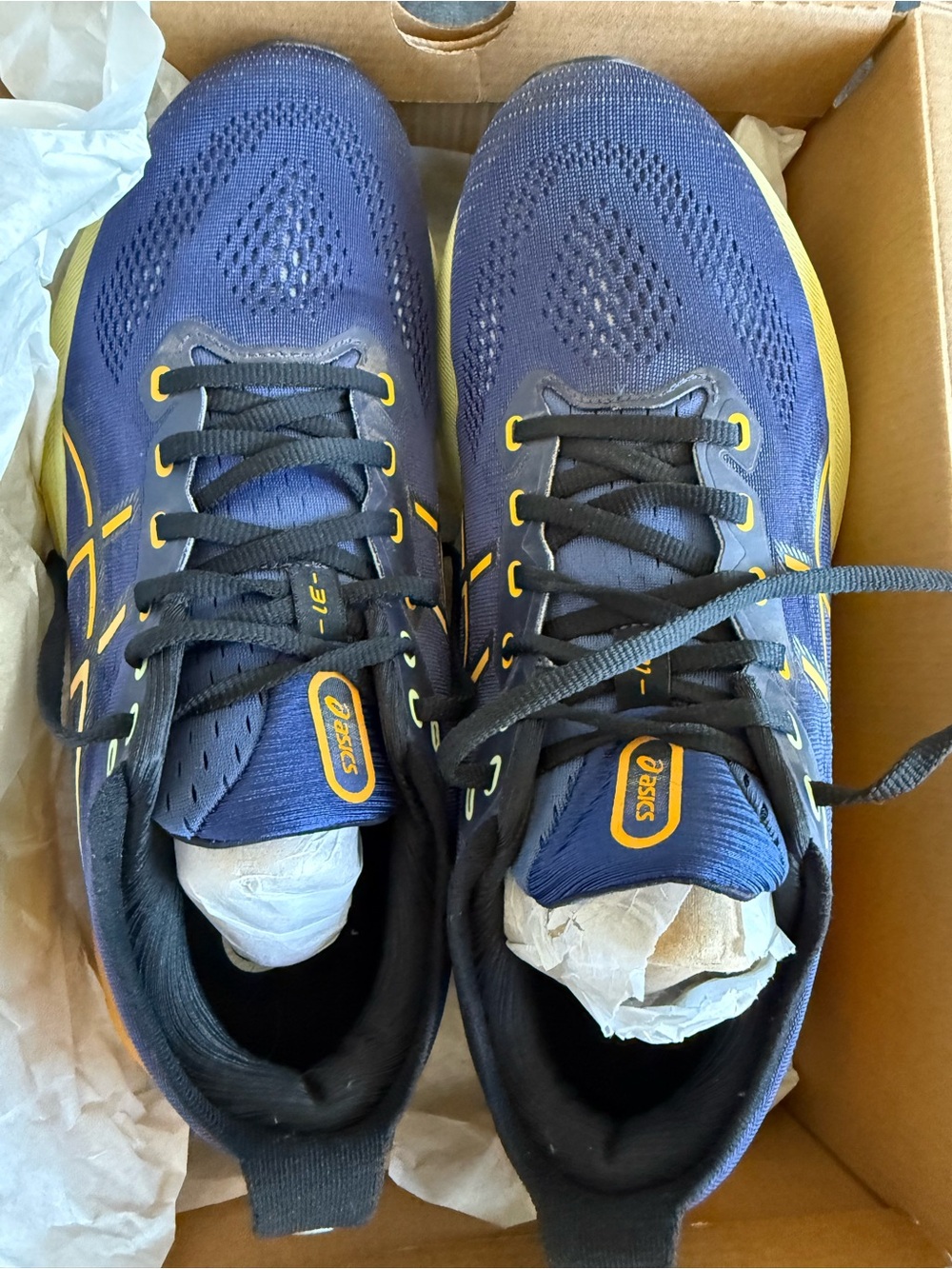 ASICS Navy and Yellow Men's Running Sneakers New in box